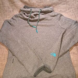 The North Face Gray Hoodie with Teal Details